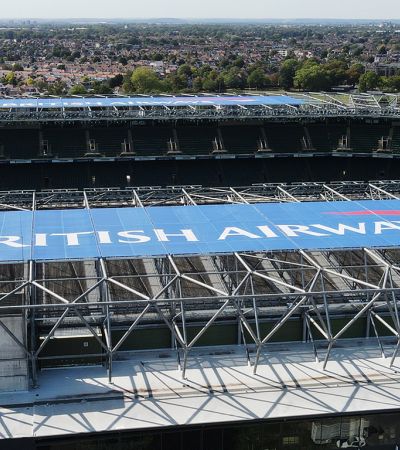 A technically challenging aerial banner installation on RFU Twickenham’s iconic London rugby stadium by Pearce Signs